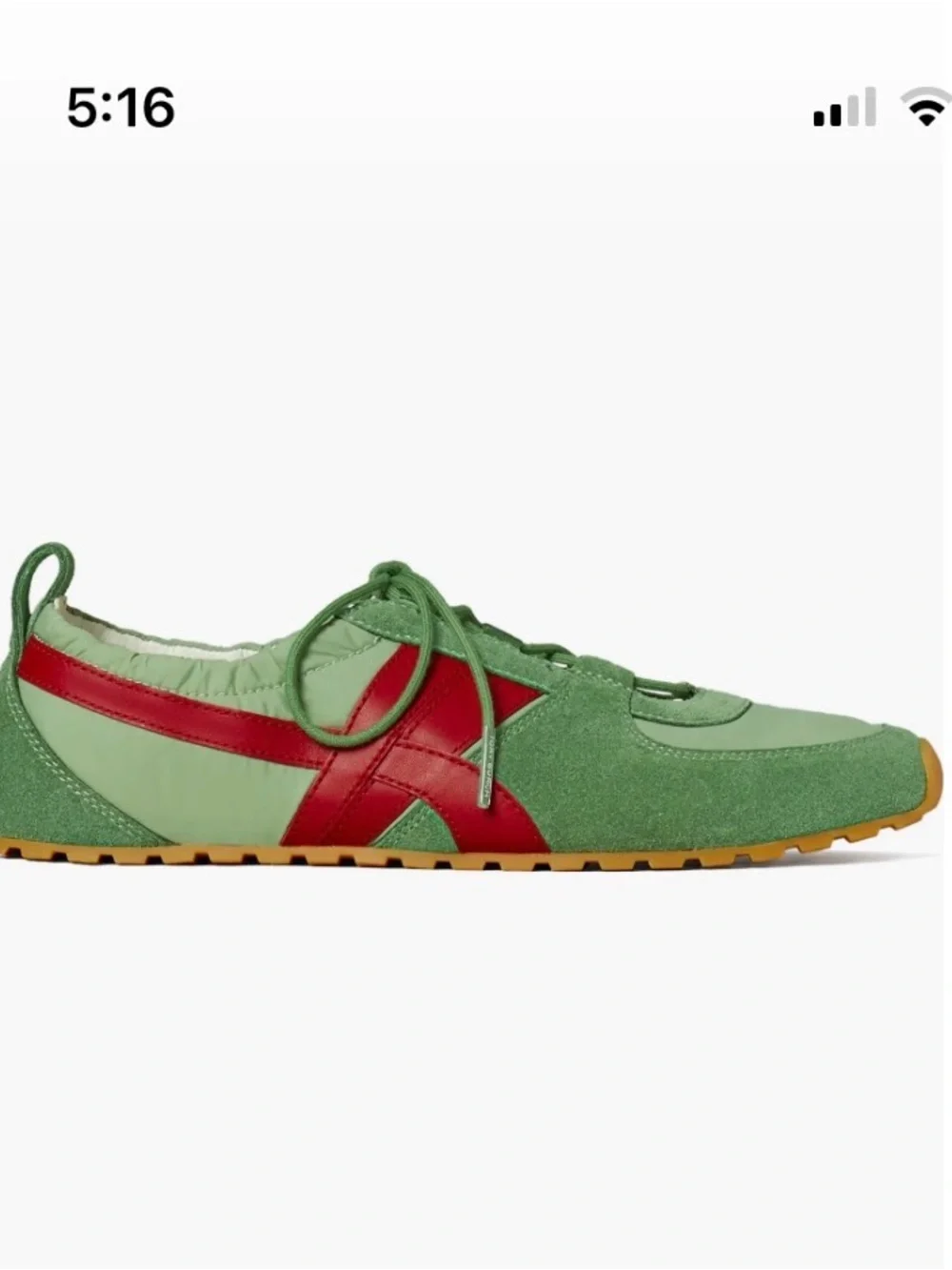Tory Burch Olive and Tory Red Suede Ballet Sneakers